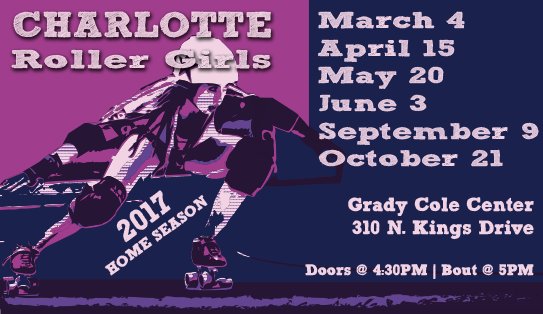 CLTrollerderby's tweet photo. Save the date for our next home game on April 15th! #Charlotte #CLTsports #rollerderby https://t.co/oJg2ui3imG