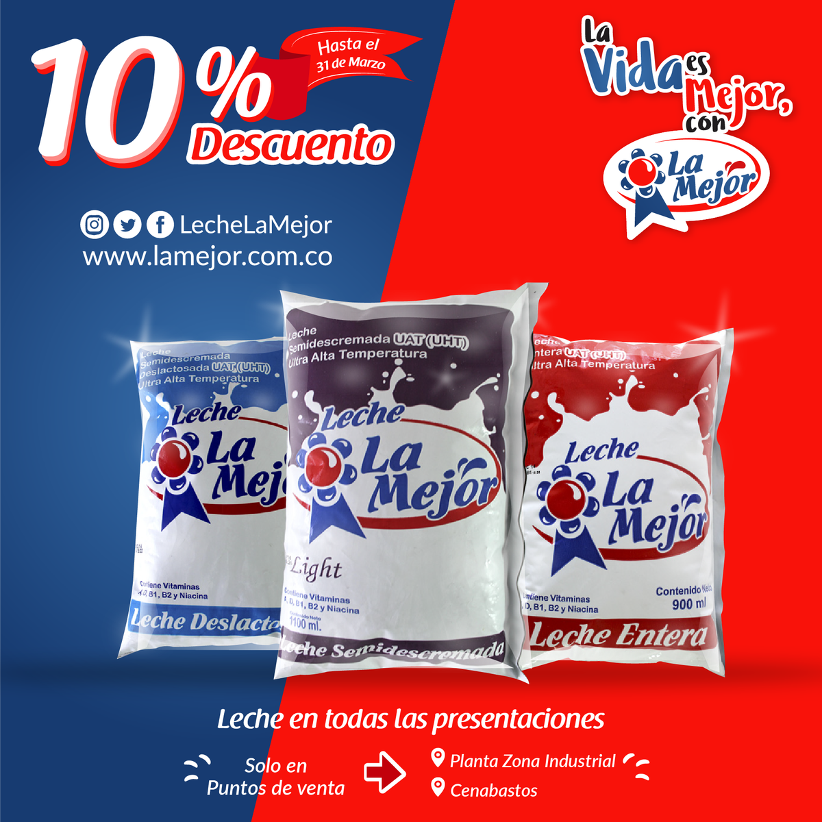Lamejorco_'s tweet photo. Tenemos descuentos del 10% en todas las presentaciones de #Leche, #QuesoDobleCrema y #QuesoPaisa. Aprovecha en puntos de ventas autorizados. https://t.co/qk5Bh12hZO