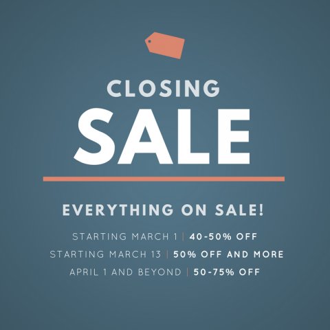 Hoping all our gear will find a new home with you.