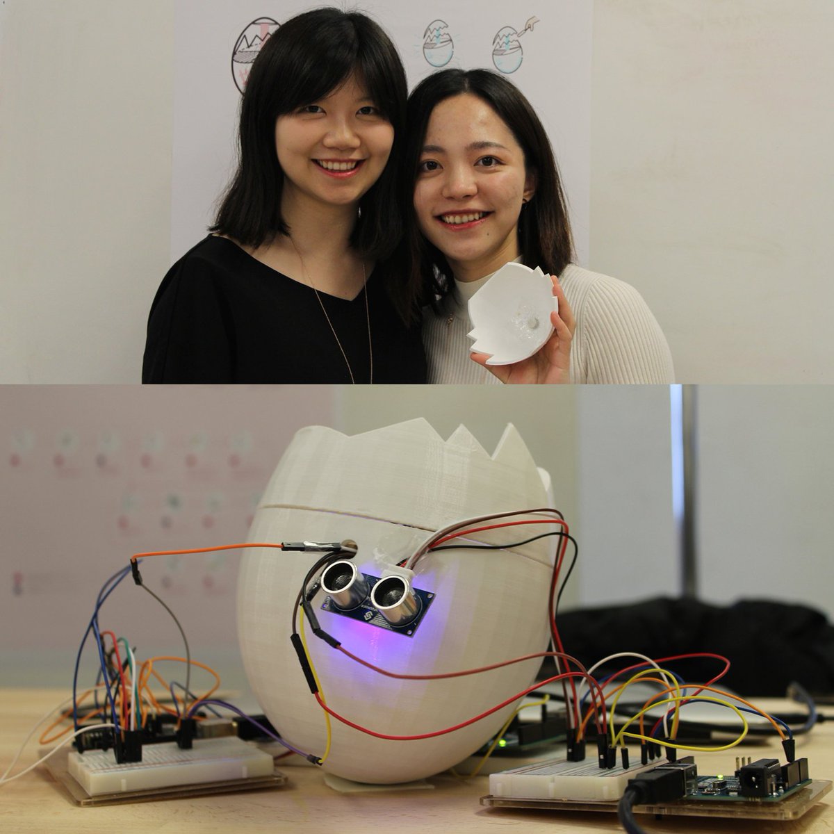 uwmhcid's tweet photo. Final #prototypingstudio project "Eggie," public restroom waste-bin for feminine care items that opens by gesture #mhcid by Eugene &amp; Shirley https://t.co/ViL49Tess4