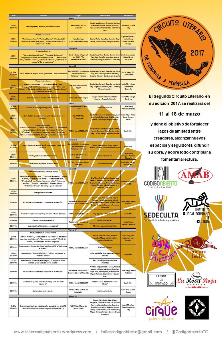 MAPA_arq's tweet photo. #Eventos del "Circuito Literario 2017" https://t.co/LSbEy7WXjp