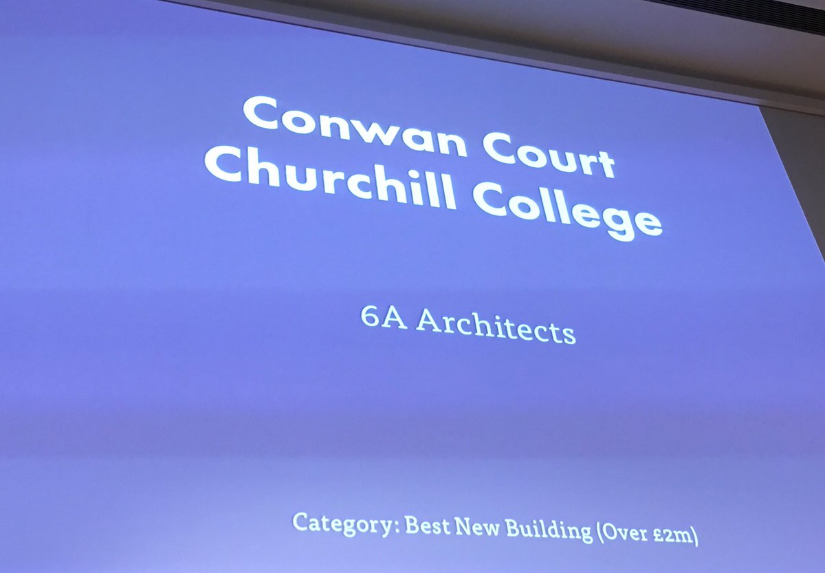CFCICambridge's tweet photo. The winner of the Large New Build Award goes to 6a Architects for Cowan Court @ChurchillCol https://t.co/Gj3I58zYhC