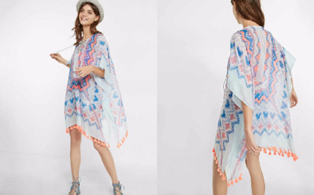 A bold look is just a layer away with this light-as-air, lace-up poncho. Featuring a beautiful geometric print. Shop in store at <a href="/express/">EXPRESS</a>.