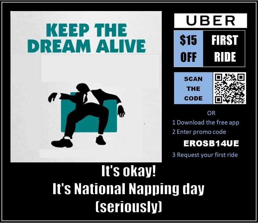 uberlikeaboss's tweet photo. Promo Link: https://t.co/cnikCSyacv

#KeepTheDreamAlive #NationalNappingDay #meme #uber #PromoCode #Love #SleepingIn #f4f 
#UberlikeABoss https://t.co/Mjlm9e0Oi5