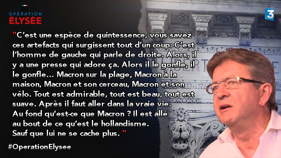 OperationElysee's tweet photo. Admirable, beau, suave..." @JLMelenchon analyse le phénomène @EmmanuelMacron. #FranceInsoumise #Enmarche #OperationElysee @fogiesbert https://t.co/dJt4AjmV4w