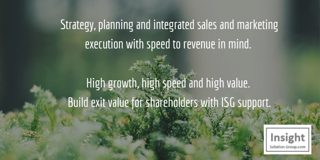 Strategy, planning and integrated sales and marketing execution with speed to revenue in mind. 
buff.ly/2mkSIWW