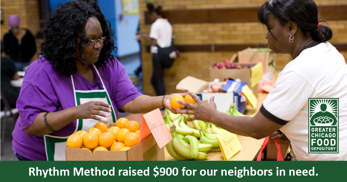 RhythmMethodChi's tweet photo. @RhythmMethodChi is happy that we could play great music and help out! Thanks to both @FoodDepository and @heartofmercy for all they do! https://t.co/X3rojLKNO7