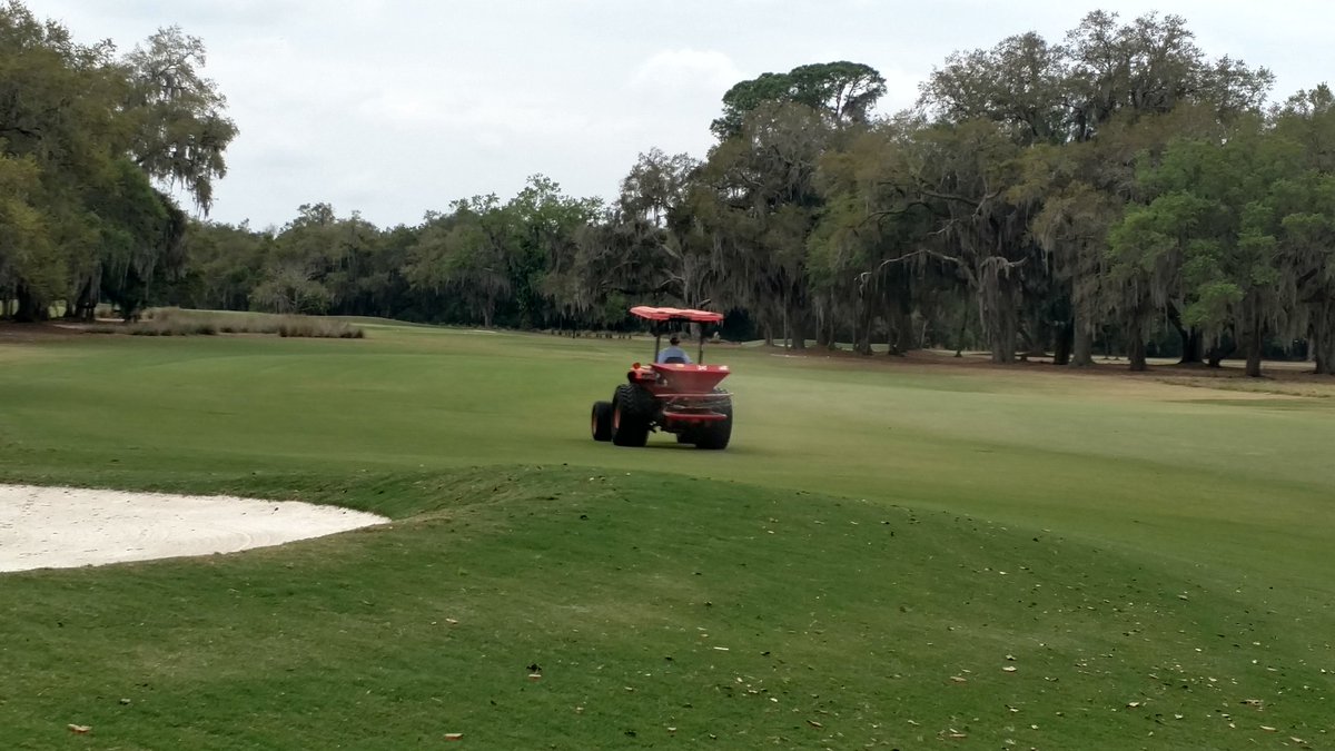 Spot spray briskway, aerate/compost and fertilize driving range tee, 12-1-3 @GreenEdge1 fairways and tee's