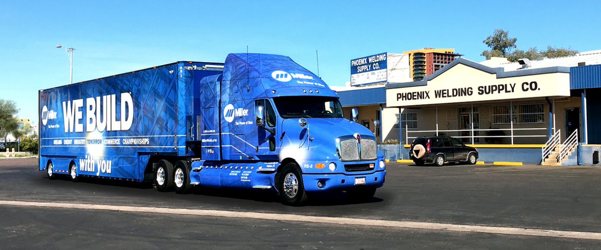 phxwelding's tweet photo. BOOM! @MillerWelders Road Show Truck 2 has arrived. Weldapalooza is kicking off on April 4th. Are you in or out? https://t.co/xAqRB9xHyg https://t.co/k4XUfkbHLZ