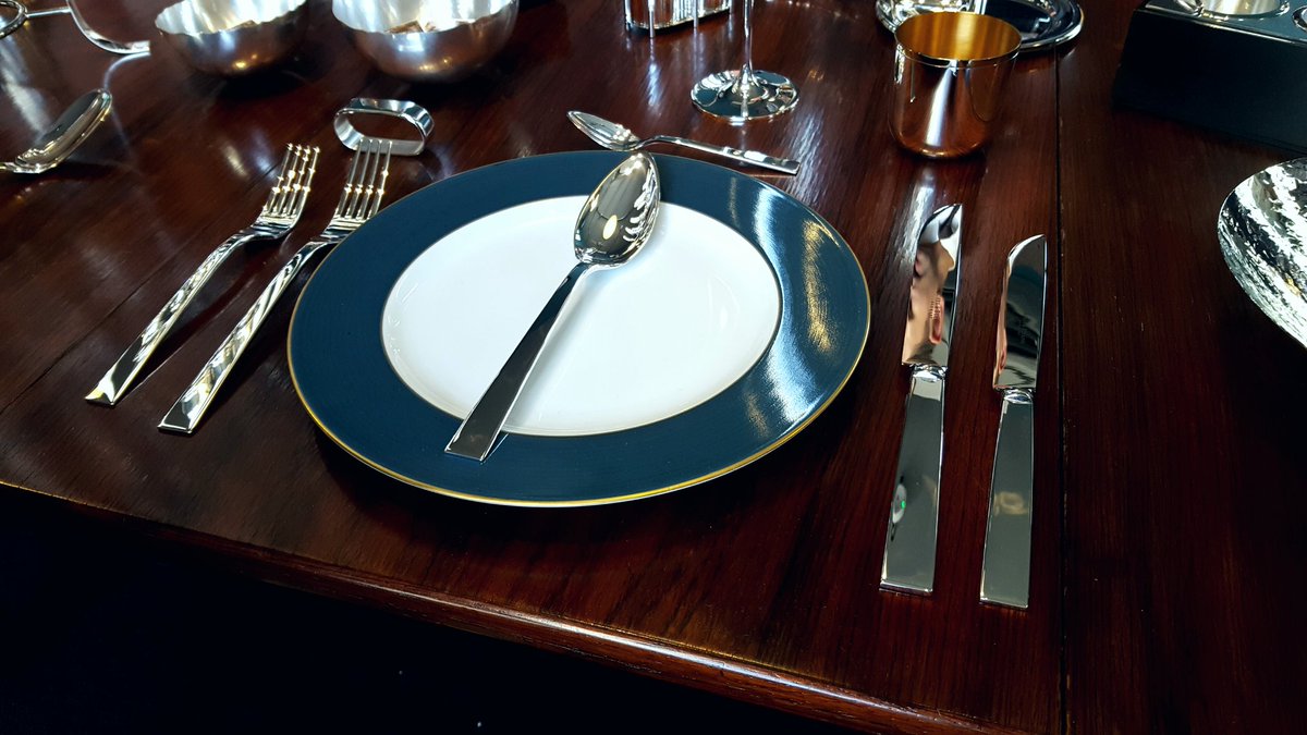 AJ_Superyacht's tweet photo. A lovely display of silverware at @masterclass_ldn from @rbskandinavien including the #Riva Collection with its bow shaped spoon mouthpiece. https://t.co/Nqfr9QkNNx