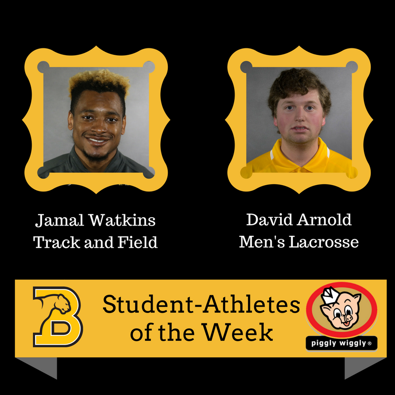BSCsports's tweet photo. Congrats to Jamal Watkins of @bscxctrack and David Arnold of @bscmlacrosse!! #YeahPanthers @thepigbham https://t.co/lvK2xxYFJy https://t.co/IuKZ2FP53W