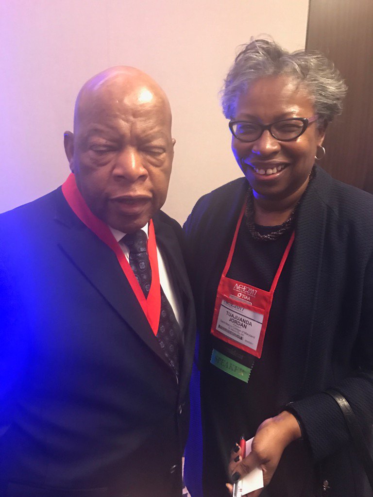 Pres_Jordan's tweet photo. Standing with a GIANT - Rep. John Lewis. He made my day! @StMarysMD https://t.co/1bt1oE8Gta