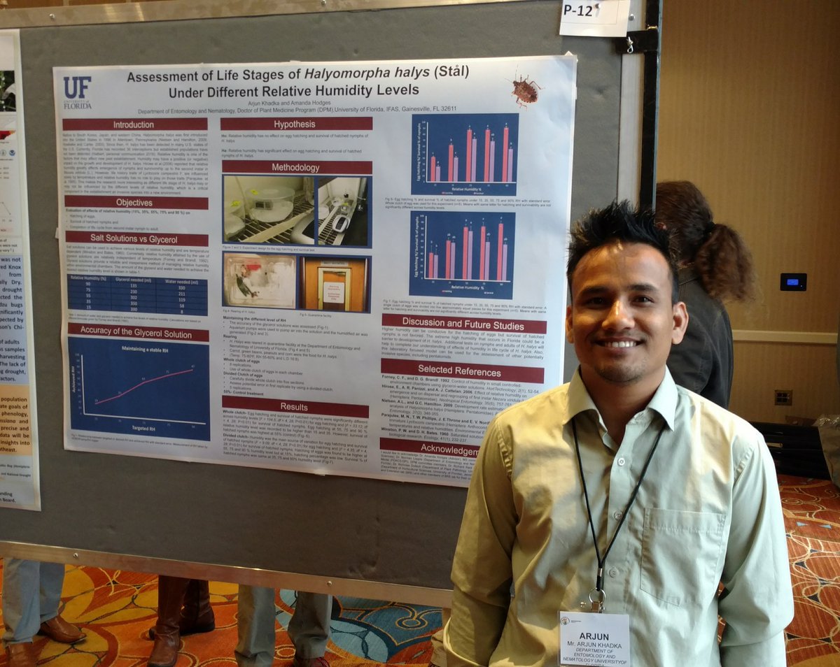 ENSOUF's tweet photo. @UFEntomology graduate student Arjun Khadka presenting his research poster @EntsocAmerica #SEB2017 #UFBugs https://t.co/47avPMo8jn