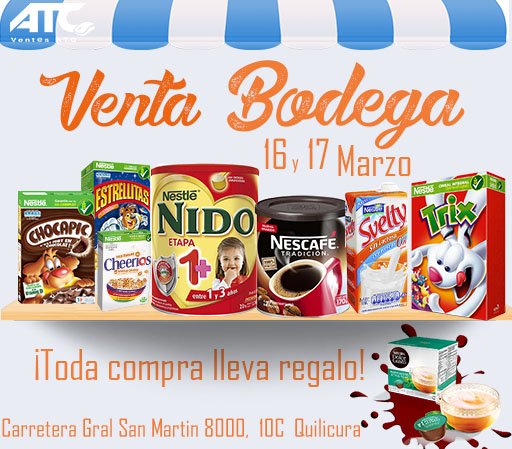 ¡Venta Bodega! Ven a nuestra venta bodega, y por cada compra que hagas te regalamos una caja de Té Marrakesh NESCAFÉ DOLCE GUSTO.