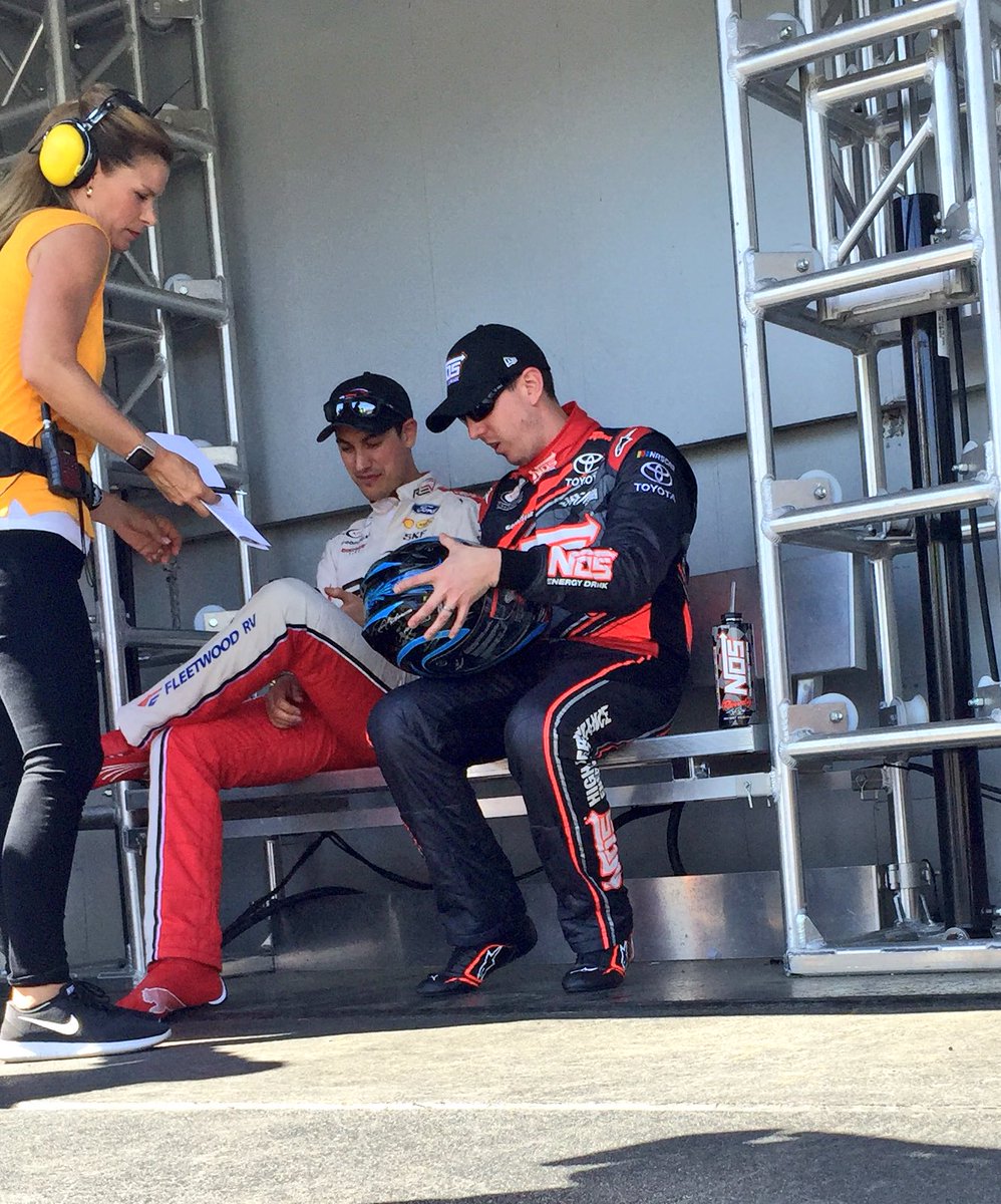JamieLittleTV's tweet photo. My friend just sent this to me. Happier times, on Saturday....@joeylogano  &amp; @KyleBusch https://t.co/tShYVrqn4E