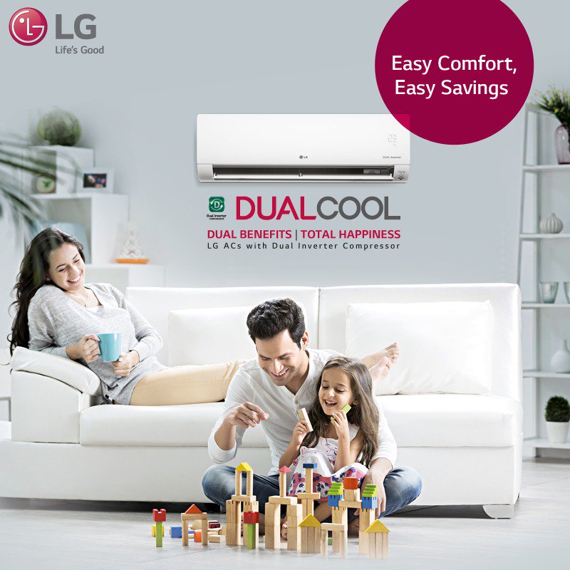 LGIndia's tweet photo. #LG #AC with Dual Inverter Compressor ensures efficient cooling & lets you save on bills. https://t.co/SWhXKe29zn #ISEER https://t.co/s5MWhaTRE4