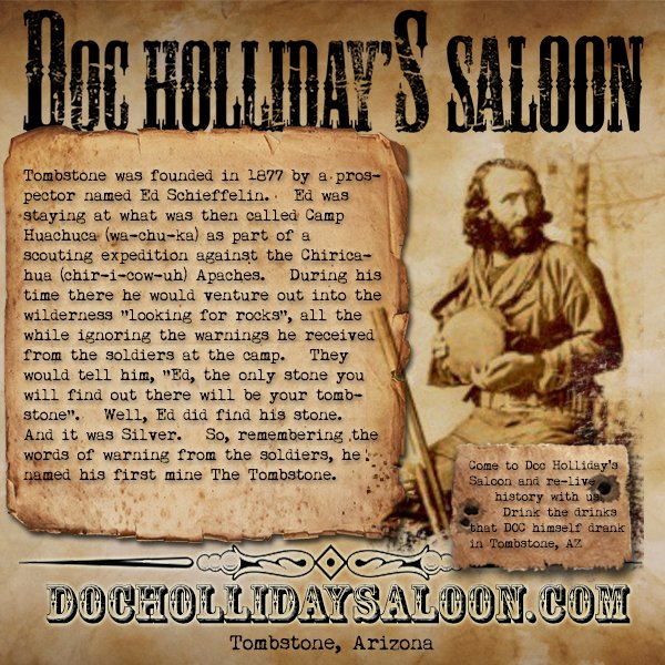 docsbaraz's tweet photo. #EdSchieffelin founded #Tombstone as a #prospector during the #Silver #Mining days - Drink up to ED at #DOCSBAR! https://t.co/oCdhLVOPze
