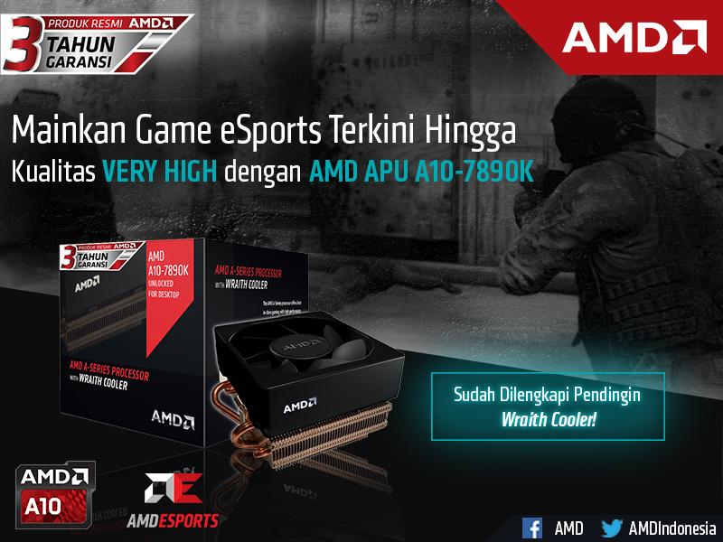 AMDIndonesia's tweet photo. Dgn 2 Jutaan Rupiah kamu bisa dapatkan prosessor #AMDAPU A10-7890K yang powerful banget untuk gaming #eSports lho! https://t.co/a4cuhaOX4F https://t.co/Zpfl6zOn4s