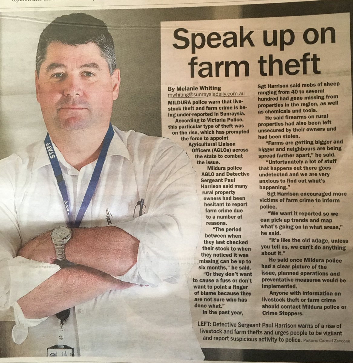 Great to hear of ag liaison officers being appointed in Vic to address increasing #livestocktheft and #farmcrime <a href="/sunraysiadaily/">Sunraysia Daily</a> #agchatoz