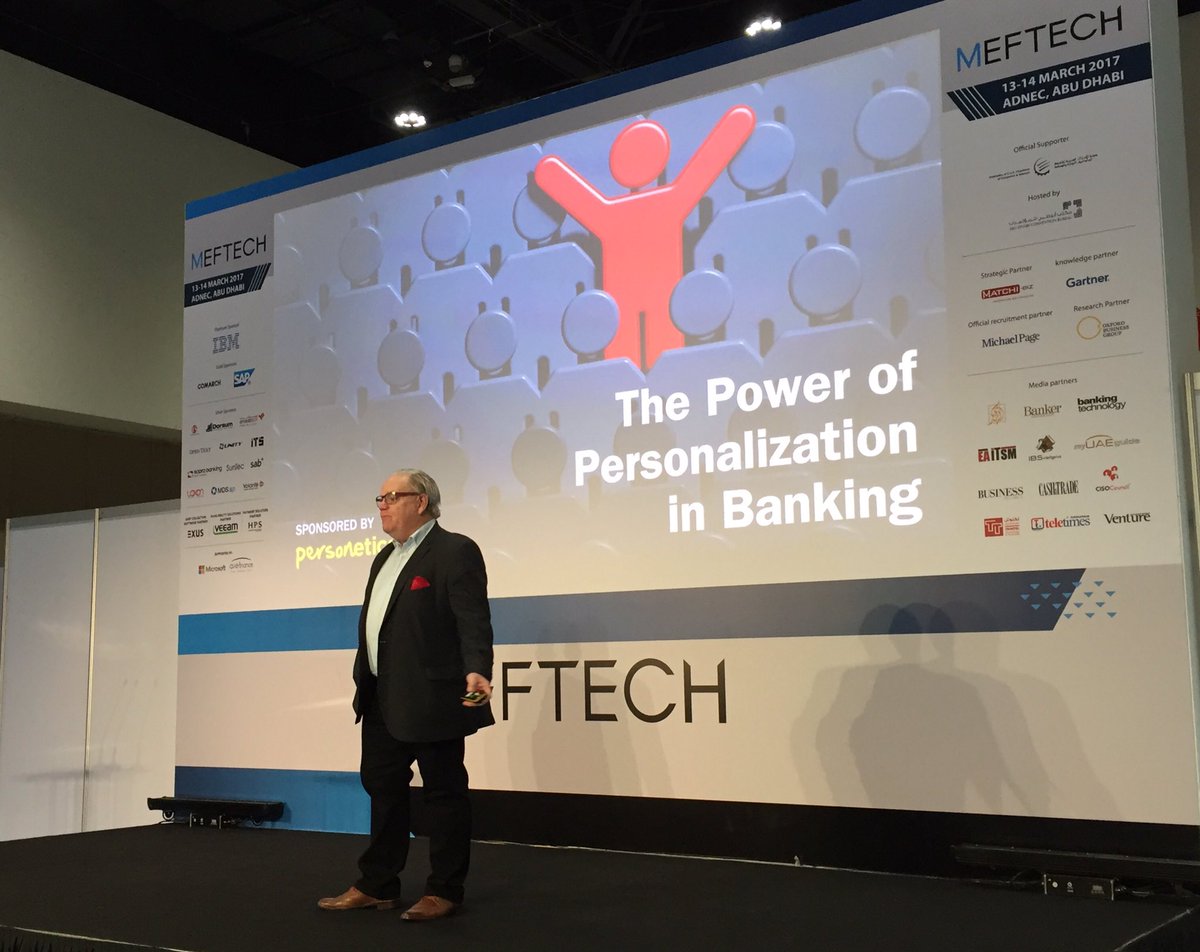 psiegen's tweet photo. .@JimMarous opens day 2 of #meftech talking about "The Power of Personalization in Banking" #fintech #customerexperience #justrecordit https://t.co/cNPz3a7yiH