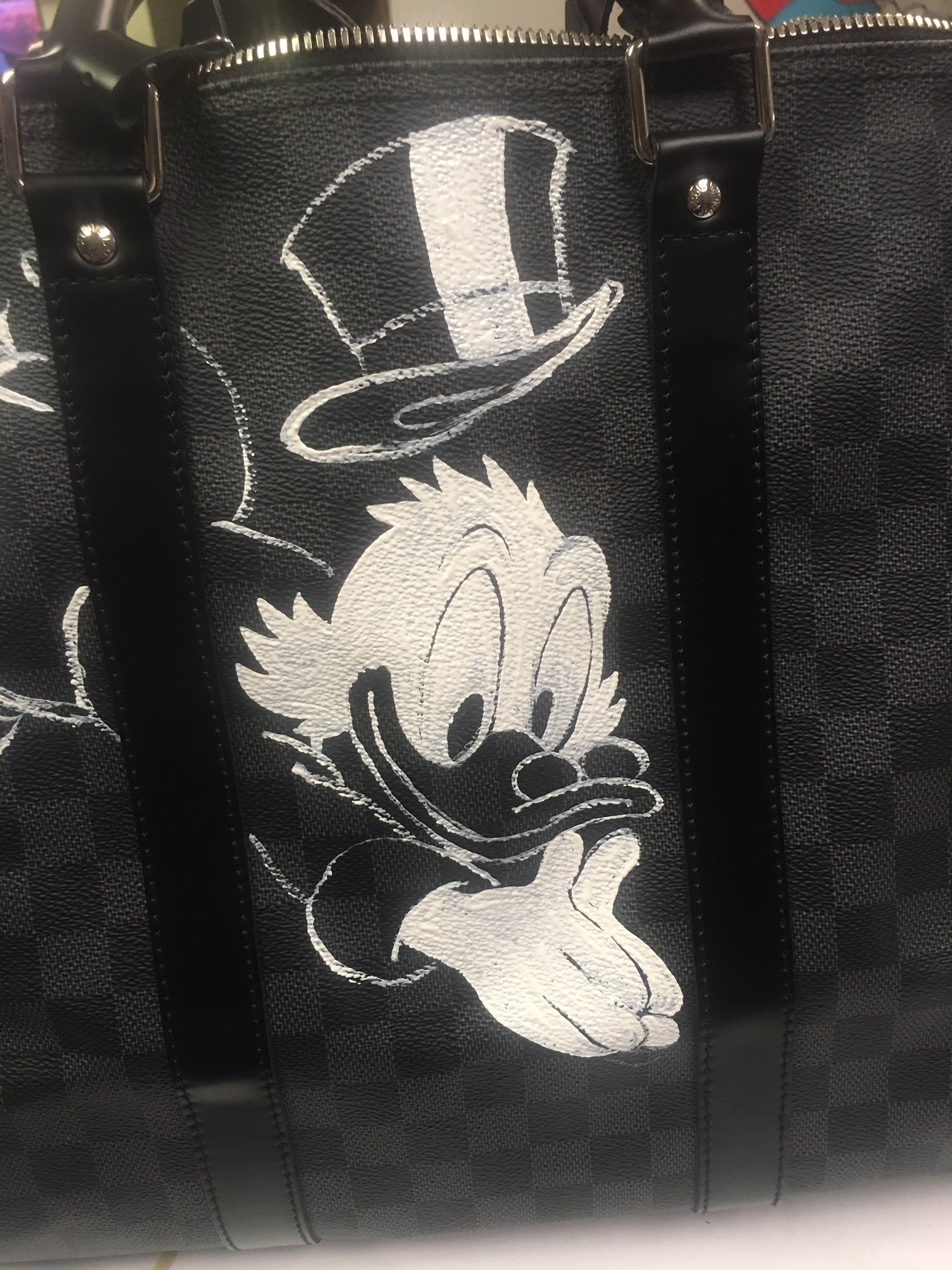 Mike Mozart AI 🎨 Artist MiMo on X: One of my hand painted Louis Vuitton  Duffle Bags! Here with Uncle Scrooge McDuck! You can see more of my MiMo,  Mike Mozart paintings