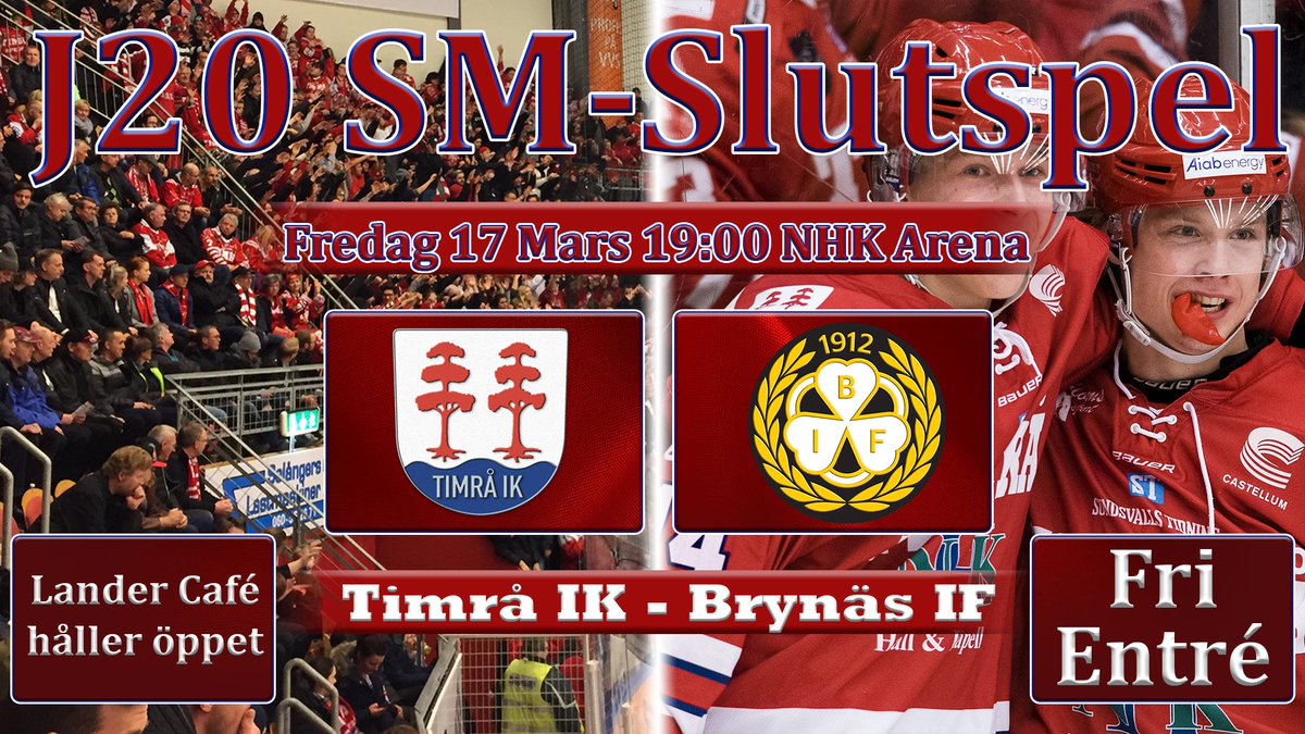 timra_ik's tweet photo. Kom och hejja fram våra framtidsspelare i J20-SM på fredag! #timraik #JSM #Framtidsnamn #J20
https://t.co/UumQQHE3Ry https://t.co/Zk861UVGnA
