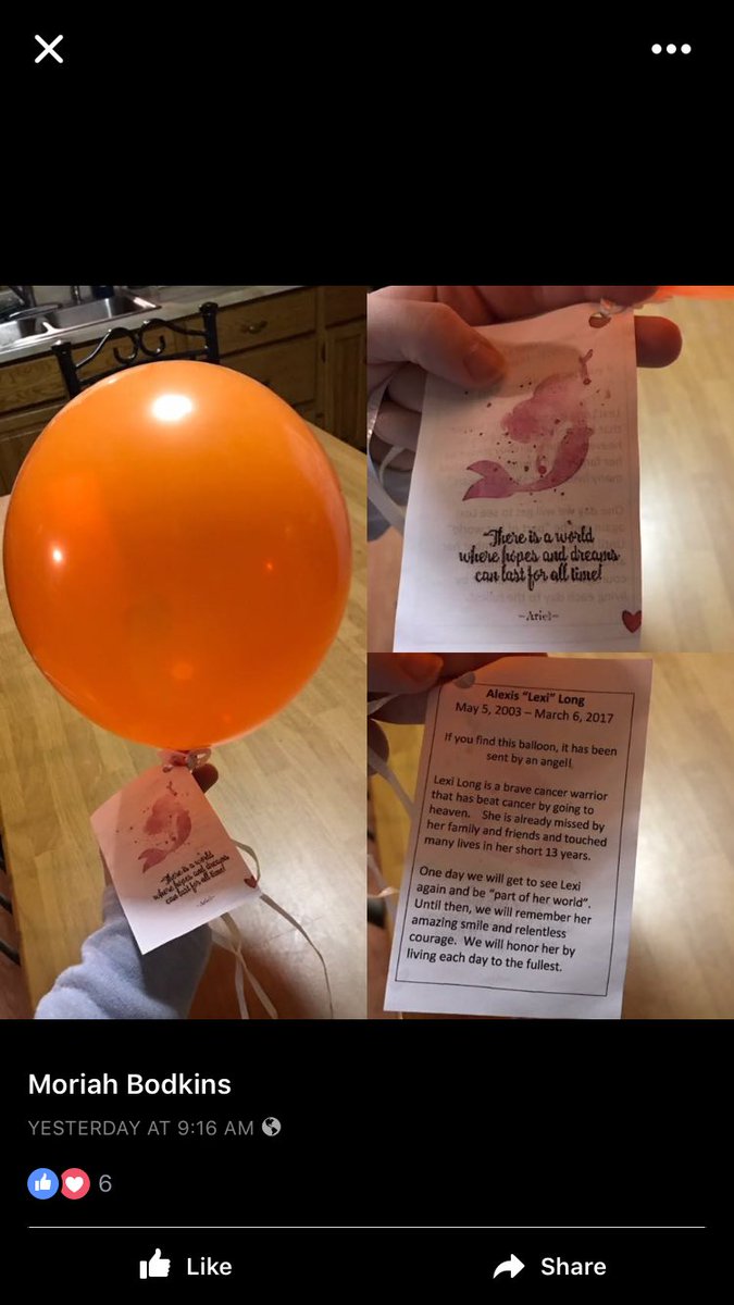 JLSMITH1204's tweet photo. This is AMAZING! I hope there are more stories out there like this to continue her story! #LongStrong #LexiLong #Balloons #CancerSucks ๐๐ https://t.co/MXsDsphjFz