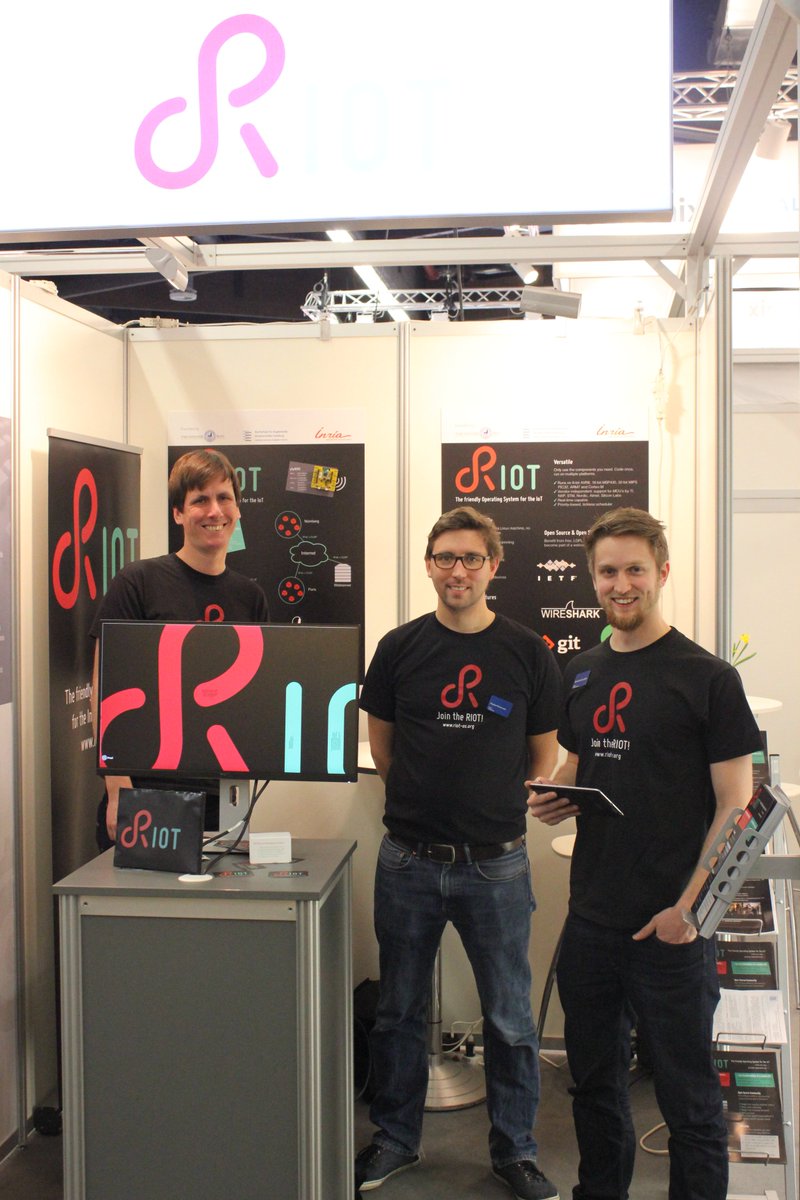 RIOT_OS's tweet photo. First day @embedded_world . Already crowded booth. Meet some of the core developers of #RIOTOS #community Hall 4 Stand 168. #IoT #OS #ew17 https://t.co/asVrcFbzJM