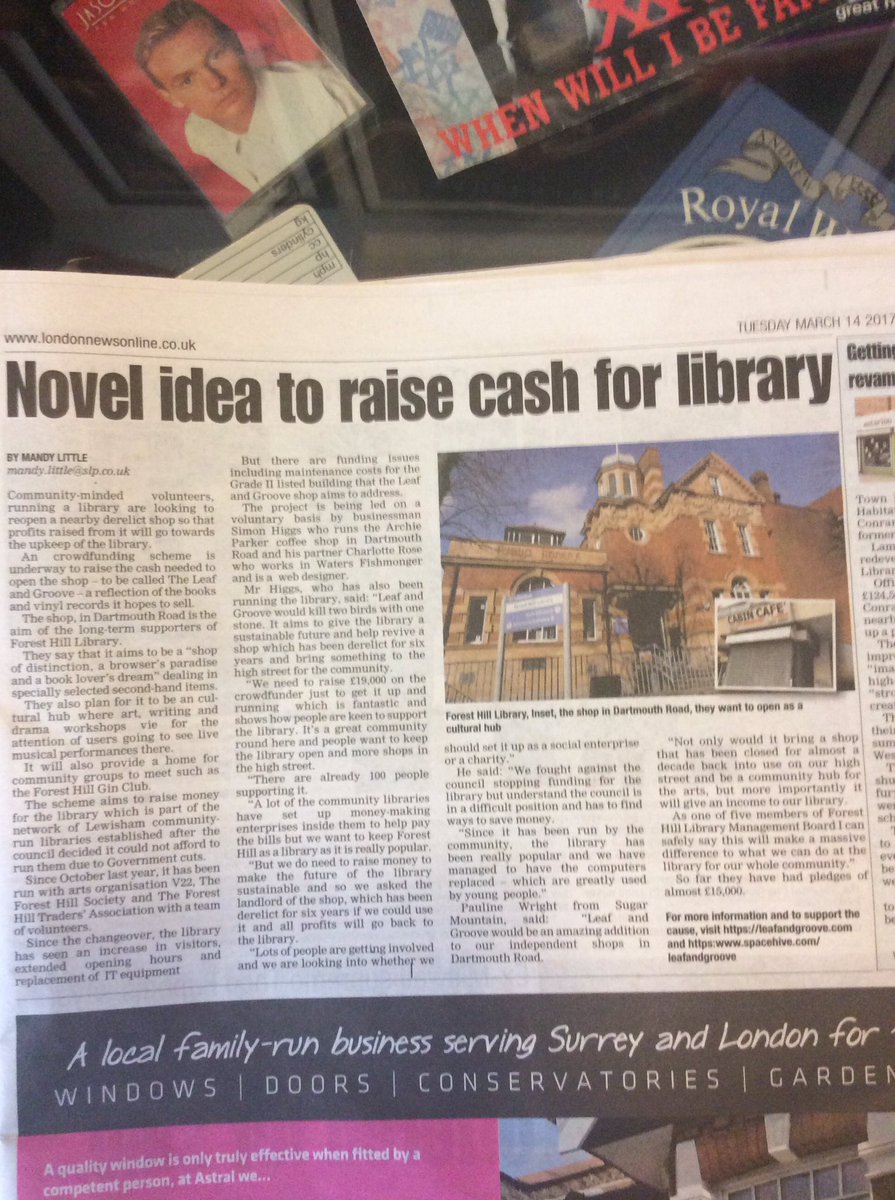 paulinewright2's tweet photo. Thanks @SthLondonPress for the article today on @leafandgroove to support @LibrarySE23 #ForestHill #Community #SE23 https://t.co/E22q37lJYe https://t.co/bhrpM1mTMv