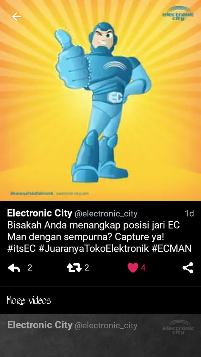 MuthiaThoib's tweet photo. @electronic_city waahhh akhirnyaa q bisaaaa...
#itsEC #JuaranyaTokoElektronik #ECMAN
Yeyeyeyyee .. Palingg top dh .. https://t.co/UIWlRWWXNd