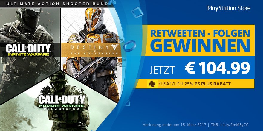 50€ PSN-Gutschein schnappen und es mit #Destiny oder #CallofDuty krachen lassen → bit.ly/2ndvCTB #Gewinnspiel