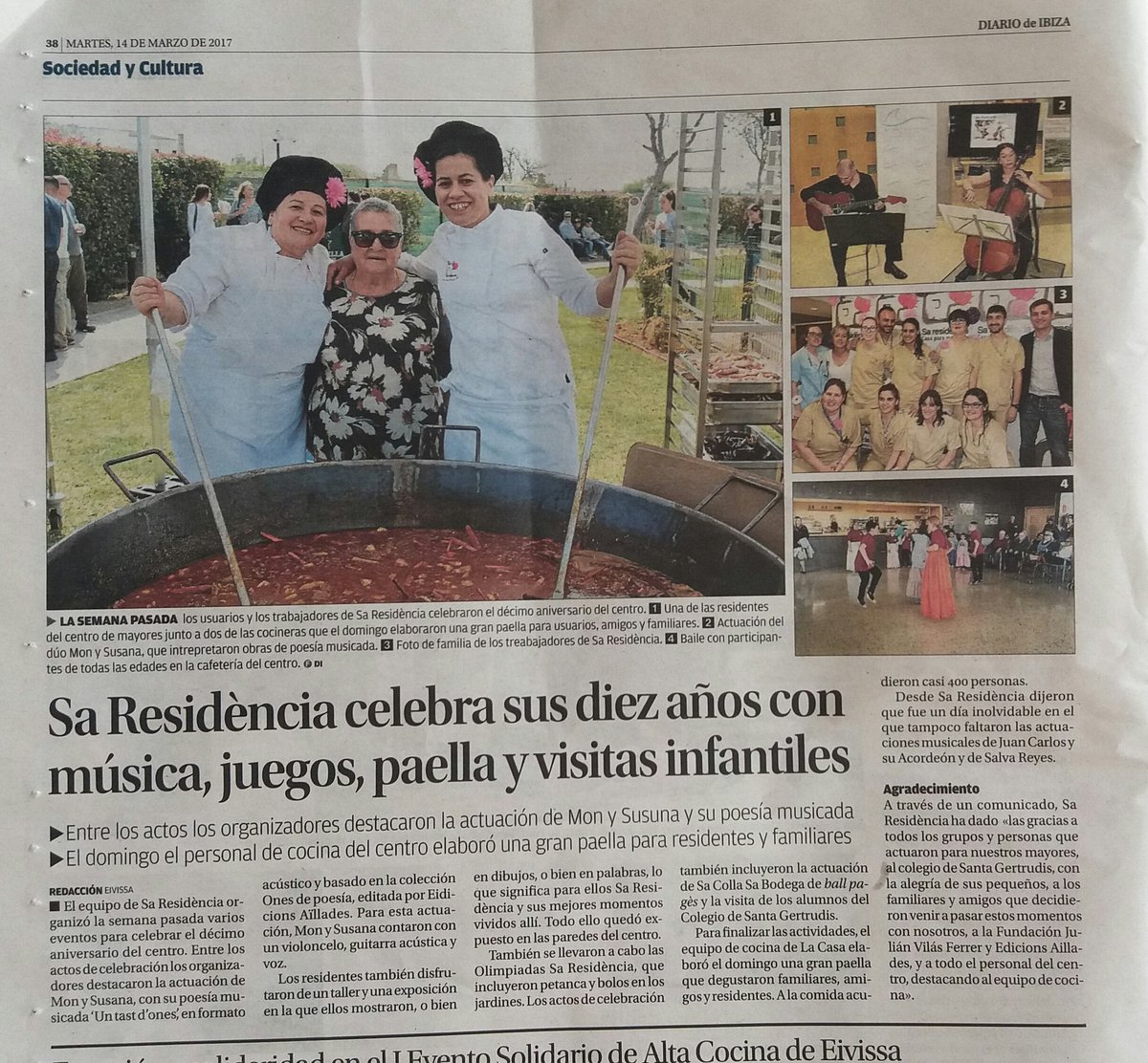 ProduIlles's tweet photo. #UnTast
Avui, Diario de Ibiza menciona l'actuació de Mon i Susan a Sa Residència
@diariodeibiza
@MonEivissa
@saresidencia https://t.co/ZcETi85GoA