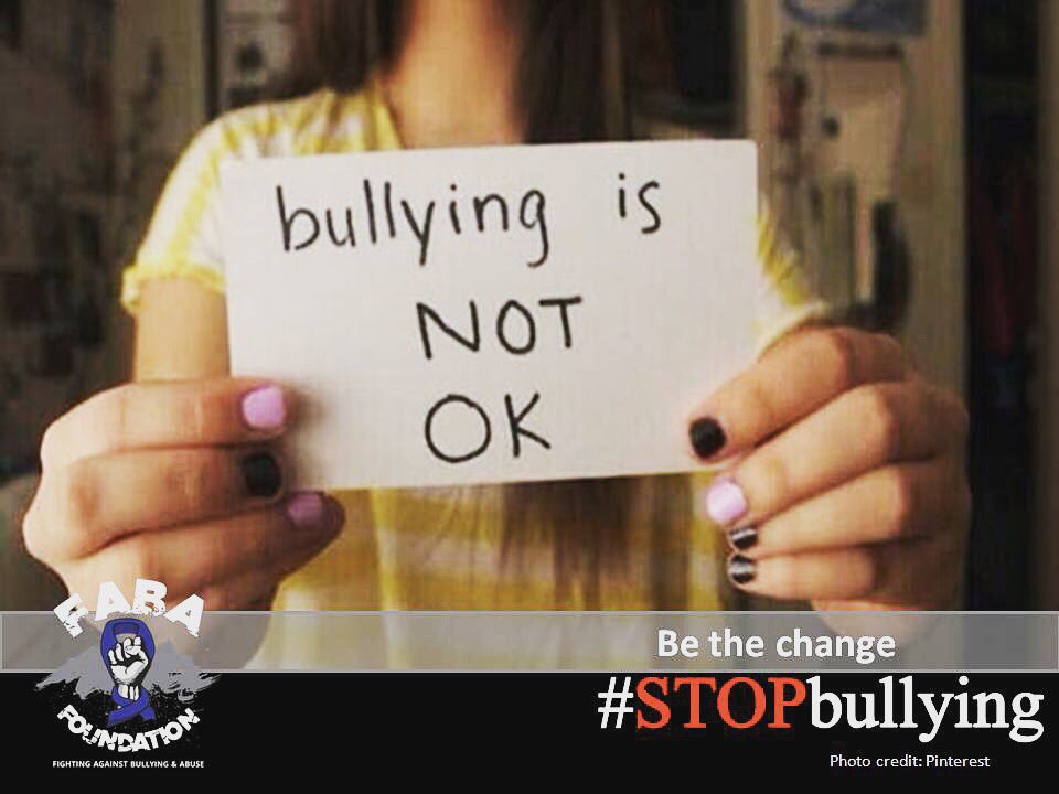 Bullying is NOT OK. Think before you act. Be the change you want to see. Life is precious, treasure it.
#faba #stopbullying #unite