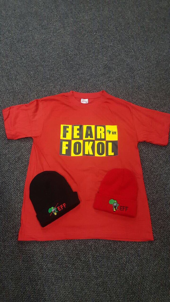 EFFSouthAfrica's tweet photo. EFF #FearFokol Merchandise for orders/purchase.

Tshirt R65
Beanie R40
Jacket R300

Call/Whatsapp: 082 555 8374
merchandise@effonline.org https://t.co/lCRQ6xhQZH