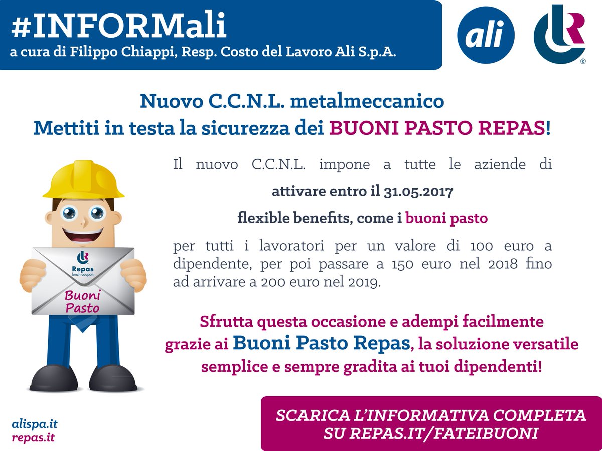 ALISpA_HR's tweet photo. Mettiti in testa la sicurezza dei #BuoniPasto #Repas. #INFORMali https://t.co/S0C26jKZzD
#flexiblebenefits #lavoro #repaslunchcoupon https://t.co/hT6iYasHrd