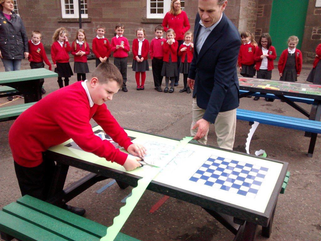 Officially unveiling our gametop tables kindly donated by the Hay family.