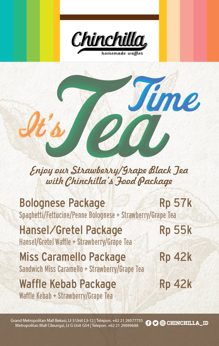 Its Tea Time

Enjoy Strawberry/Grape Tea Special Package only at Chinchilla Homemade Waffles