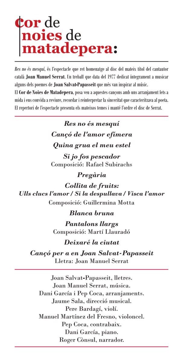 ateneusf's tweet photo. @cornoiesmtdp canta Joan Manuel Serrat i Joan Salvat-Papasseit
 #CicleCoral #VISetmanadelaPoesia #SantFeliu @ajsantfeliu https://t.co/b9ModYa09P