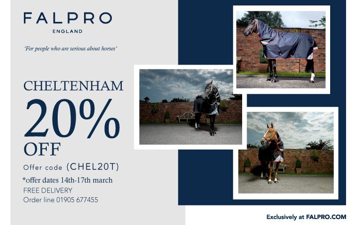 falpro_tweets's tweet photo. The wait is over it's Cheltenham festival time!!! To celebrate we are offering 20% OFF ALL Cheltenham rugs. #FALPRO #CheltenhamFestival https://t.co/FqKXoqhI3t