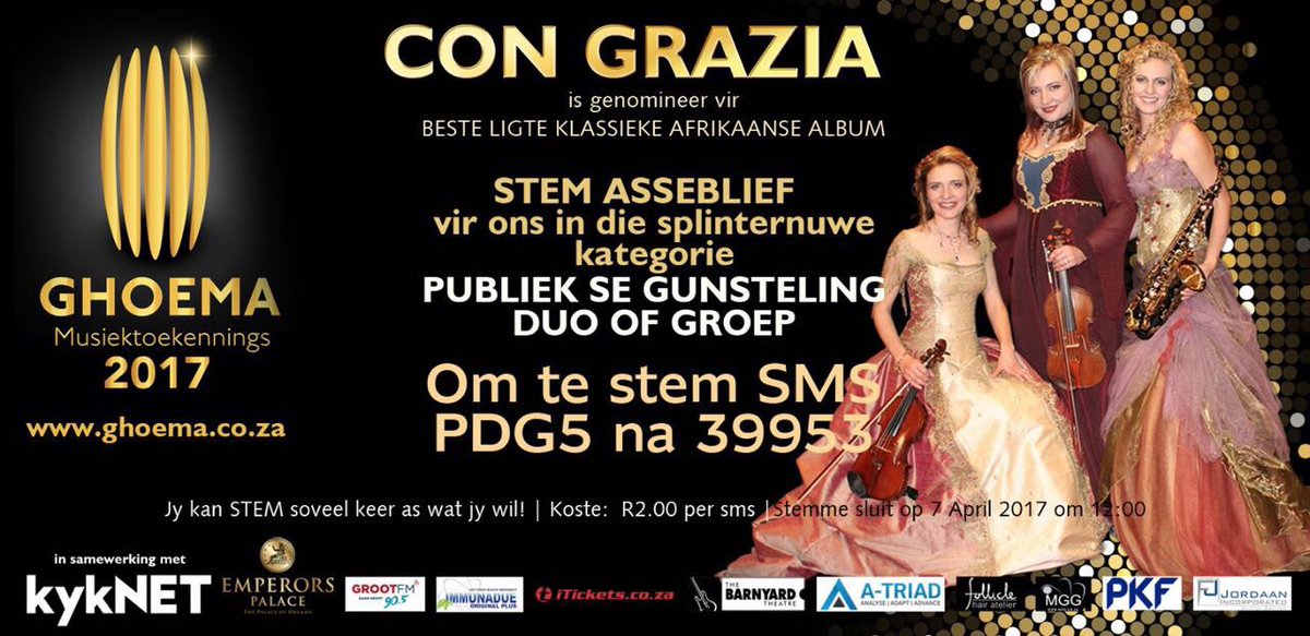 Hierdie fantastiese groep het ons in 2015 tydens die Swartdasdinee en ook in 2016 by die jaarlikse gholfdag vermaak.Stem asb!