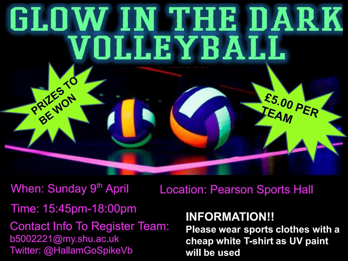 Make sure you send your teams or queries to the email provided. It's gonna be a great afternoon! @SHUActive @TeamHallam <a href="/Go_Spike/">Go Spike</a>