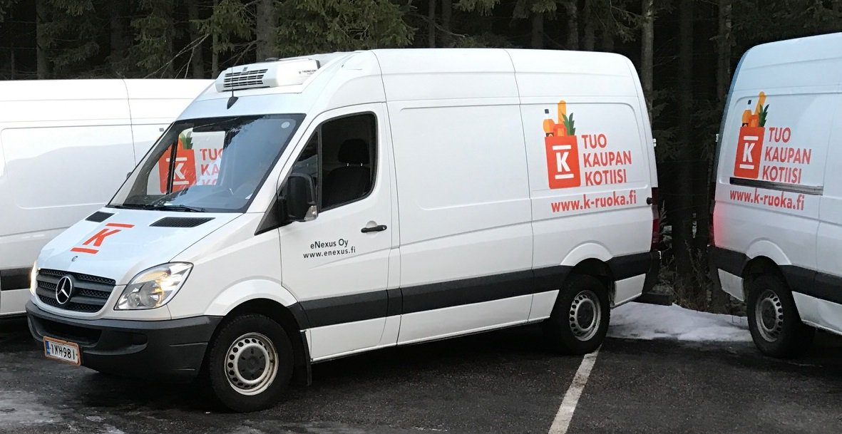 kryhma's tweet photo. No nyt on! #verkkokauppa-ostokset kulkevat aika hienoilla autoilla! Uudistunut ruoan verkkokauppa osoitteessa https://t.co/srQkZifgOr https://t.co/fTgx8ivv44