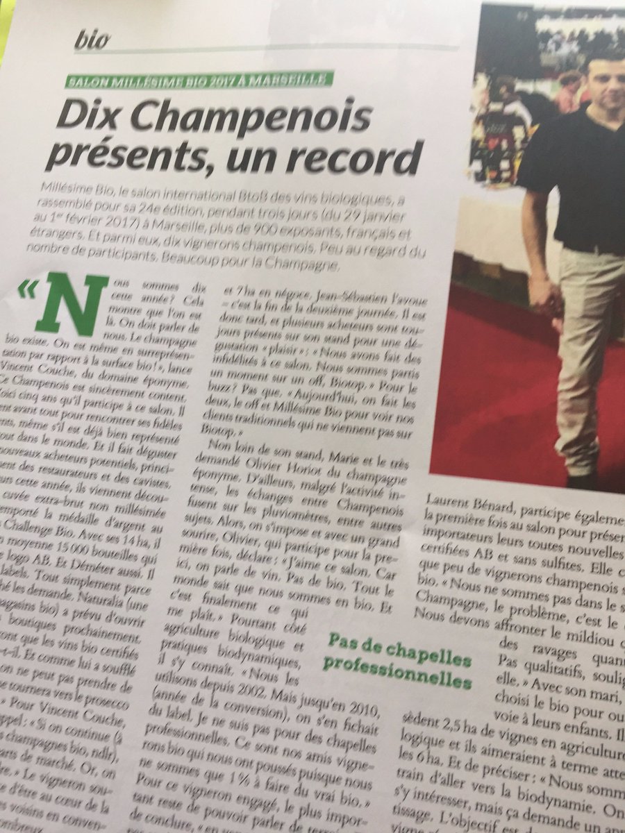 10 #Champenois présents #MillesimeBio sur 75,  un record ! <a href="/SGVChampagne/">SGV Champagne</a> : lachampagneviticole.fr/dix-champenois… #OlivierHoriot #VincentCouche