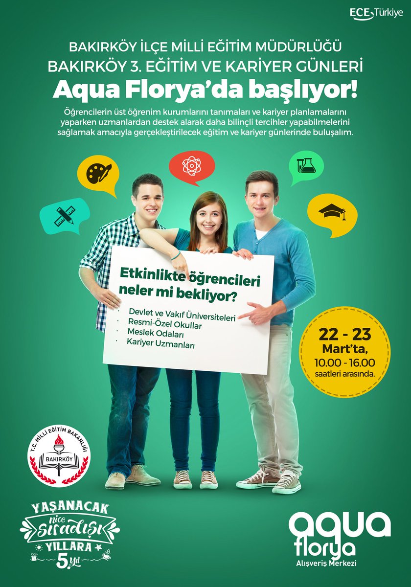 aquafloryaavm's tweet photo. Başarıya götürürken aynı zamanda mutluluk verecek bir kariyer planlaması için tüm öğrencileri 22-23 Mart’ta Aqua Florya’ya bekliyoruz! https://t.co/kNsJdtkDwX