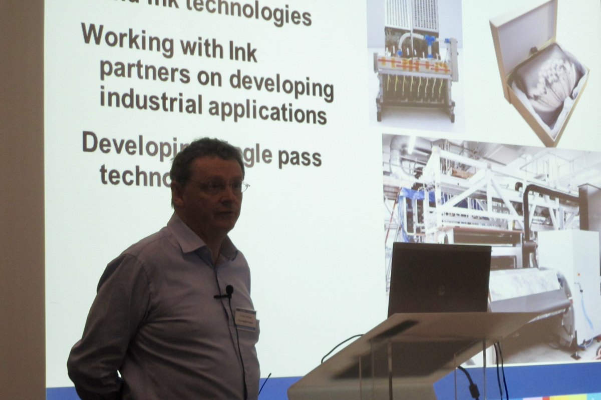 IMIEurope's tweet photo. Dr Nick Campbell of @incadigital kicks off the Inkjet Engineering Conference in Lausanne today https://t.co/TZgM8LTyC7