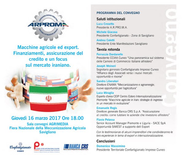 EnteEnama's tweet photo. Convegno ARPROMA - Macchine agricole ed export. Finanziamenti, assicurazione del credito e un focus sul mercato iraniano" https://t.co/G4YnPg5aKG