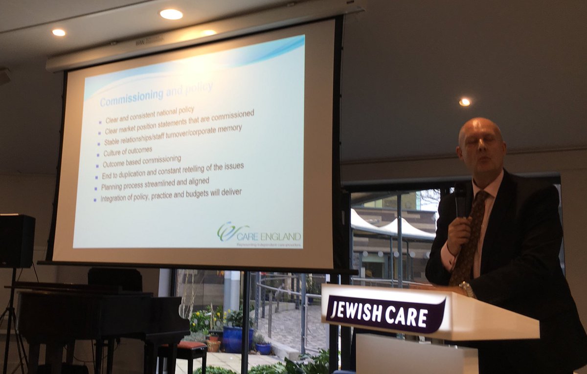Excellent address by Prof Martin Green CEO <a href="/CareEngland/">Care England 💚</a> #ISWD2107 at Jewish Care event re better integration thru policy, practice&amp; budgets