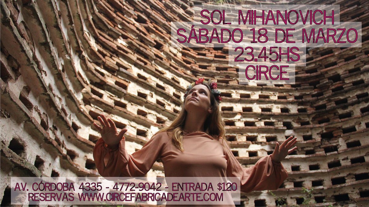 radioenter's tweet photo. #InfoEnter | Este sábado 18/03 disfrutá de la #Dulzura y la #Voz de #SolMihanovich en #Circe a las 23.45hs.| Show #ENVIVO #Imperdible https://t.co/zs7cGWT4Nm