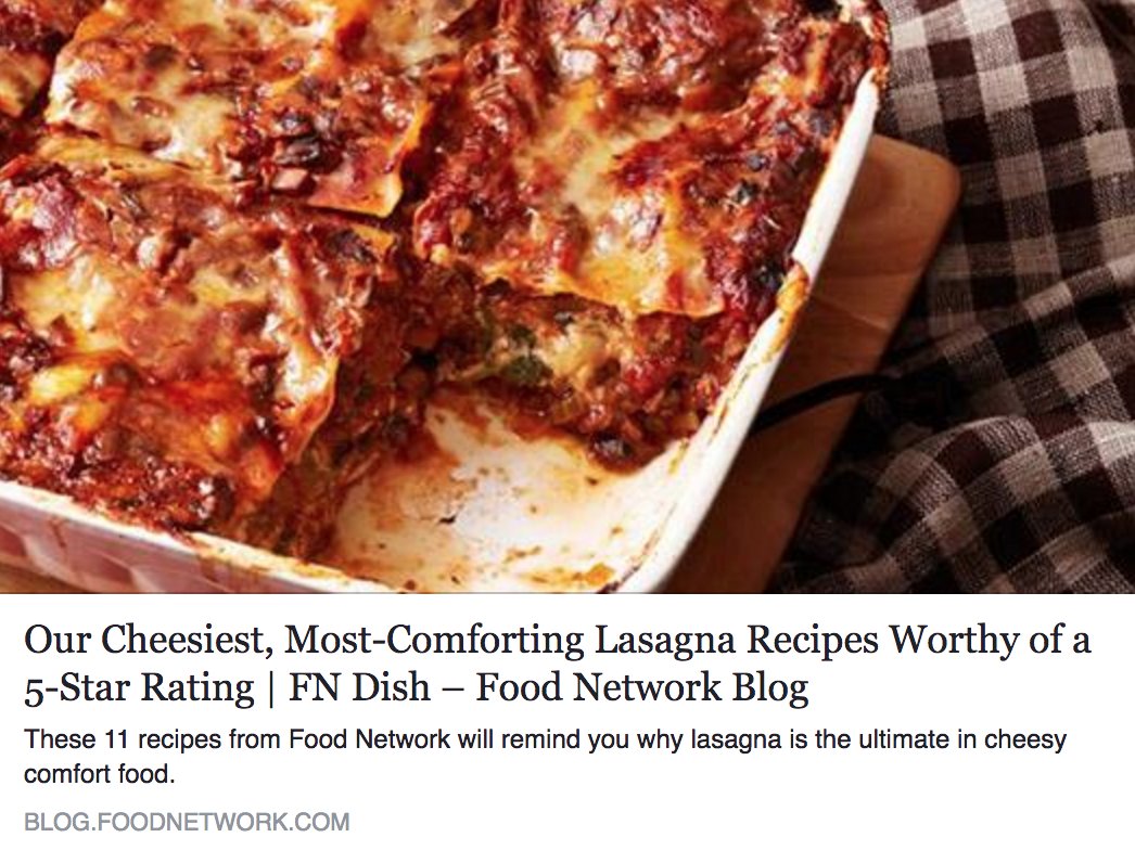 SandersInsur's tweet image. In the mood for lasagna this week? Here are 11 delicious recipes from the Food Network. bit.ly/2lrhtAR