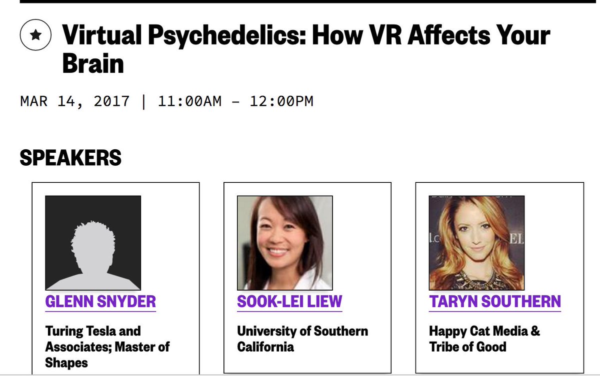 Virtual Psychedelics: How VR Affects Your Brain Panel happening soon! JW Marriott Salon 3-4 #SXSW #VRpsych